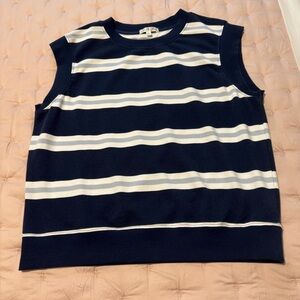 Nine Britton Navy and White Top